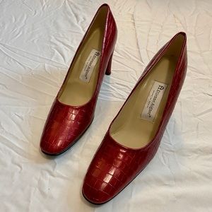 SOLD - Etienne Aigner Red Leather Crocodile Heels